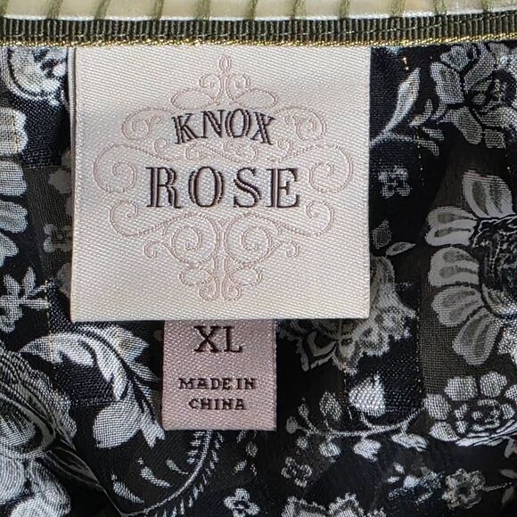 Knox Rose XL Black White Boho Floral Peasant Blouse - Picture 7 of 8